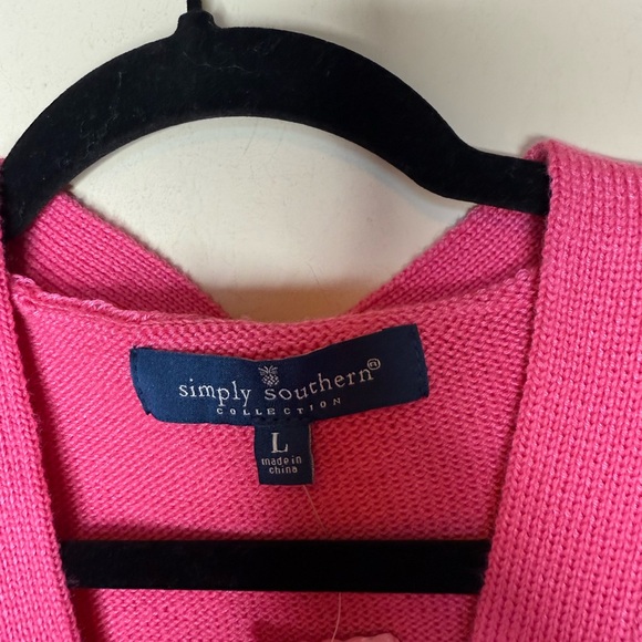 Simply Southern Pink Christmas holiday Cardigan with Sequin Ornaments - Picture 4 of 5